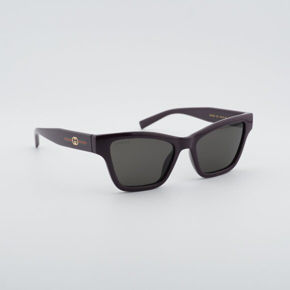 Gucci GG1982S 003 Sunglasses Shiny Dark Purple Cat Eye Frame, Solid Smoke Lenses main image 10